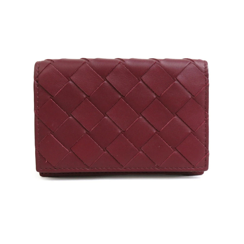 Bottega Veneta Card Case Wallet Business Intrecciato Leather Bordeaux Purple